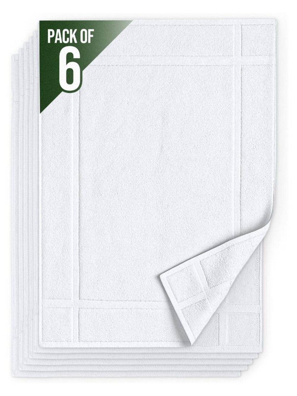 6 Pack Cotton Bath Mats 20x30 Quick Dry Absorbent Washable
